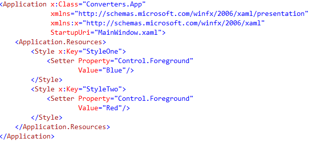 create styles in App.xaml